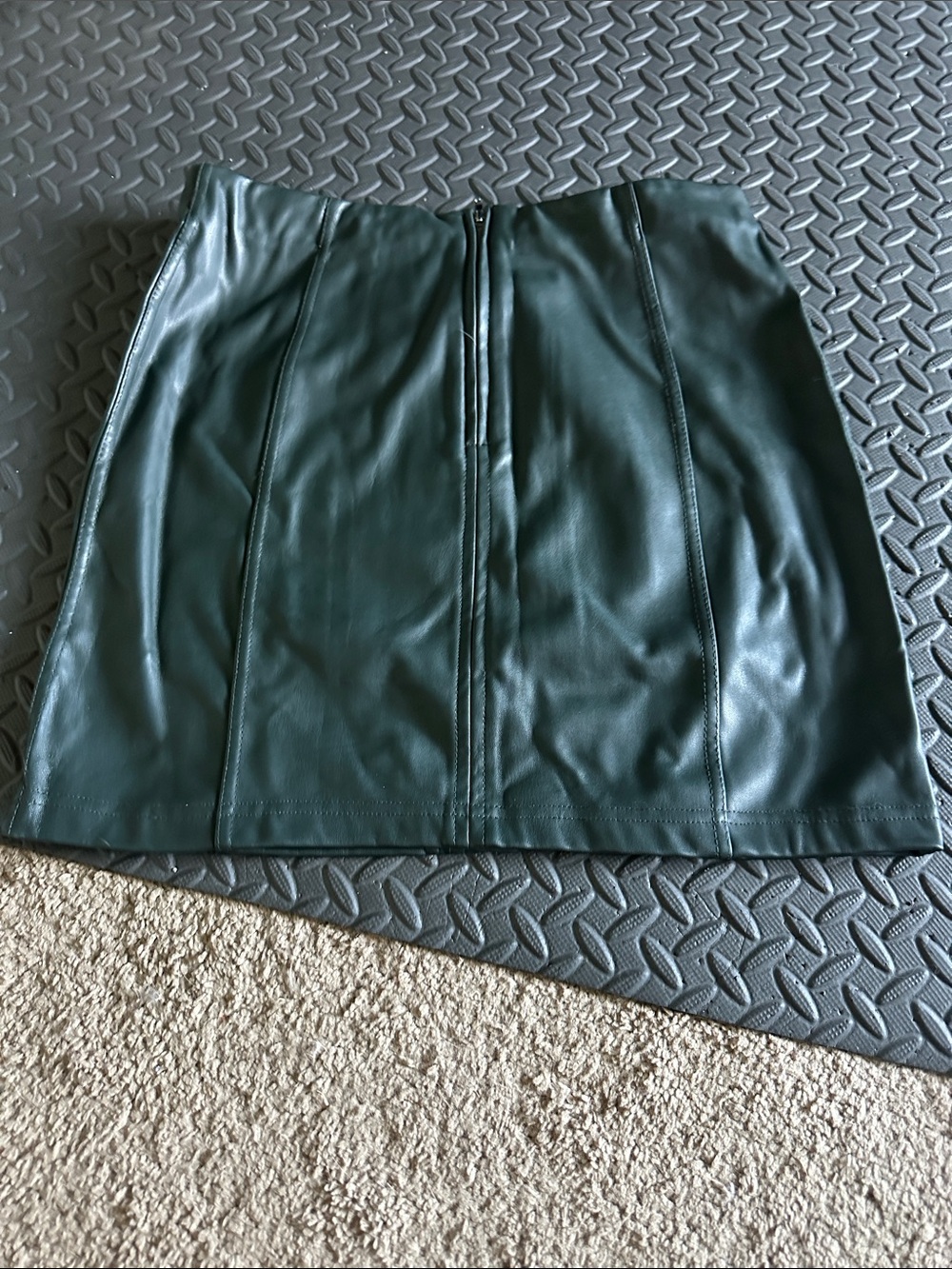 Shinestar Dark Green Faux Leather Mini Skirt
